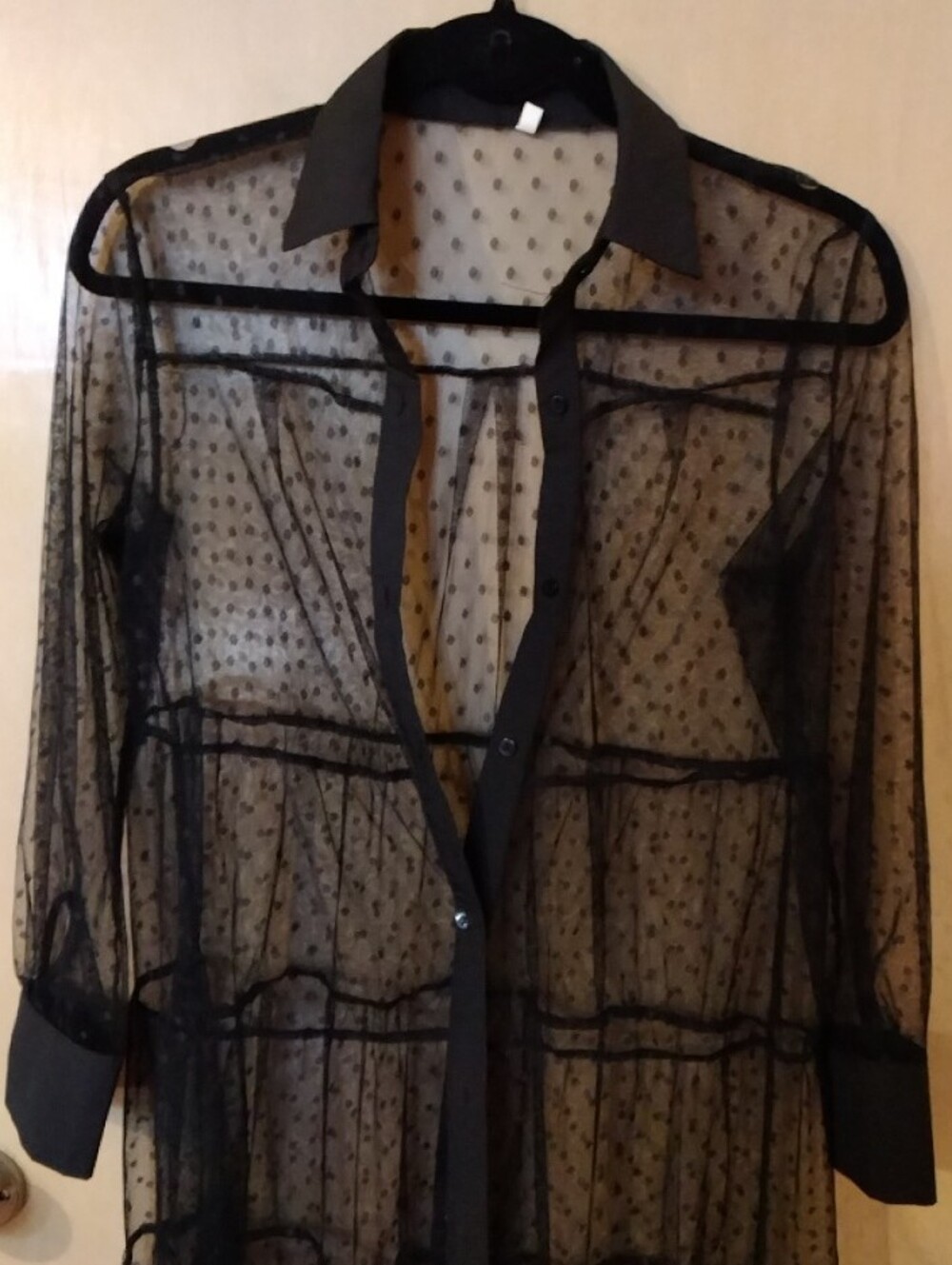 Sheer Black Polka Dot Maxi Duster - Picture 3 of 4